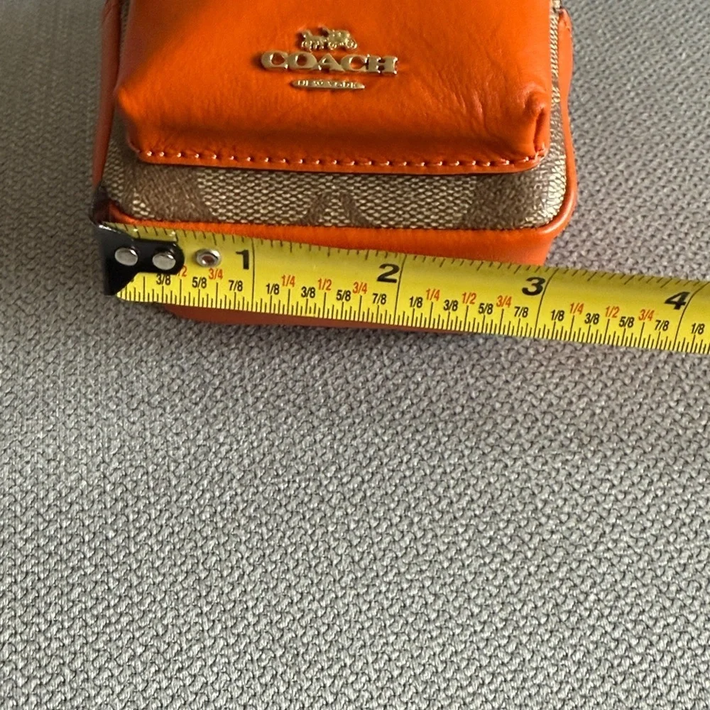 New Coach Mini Court Backpack Bag Charm In Signature Canvas Brown and Orange
